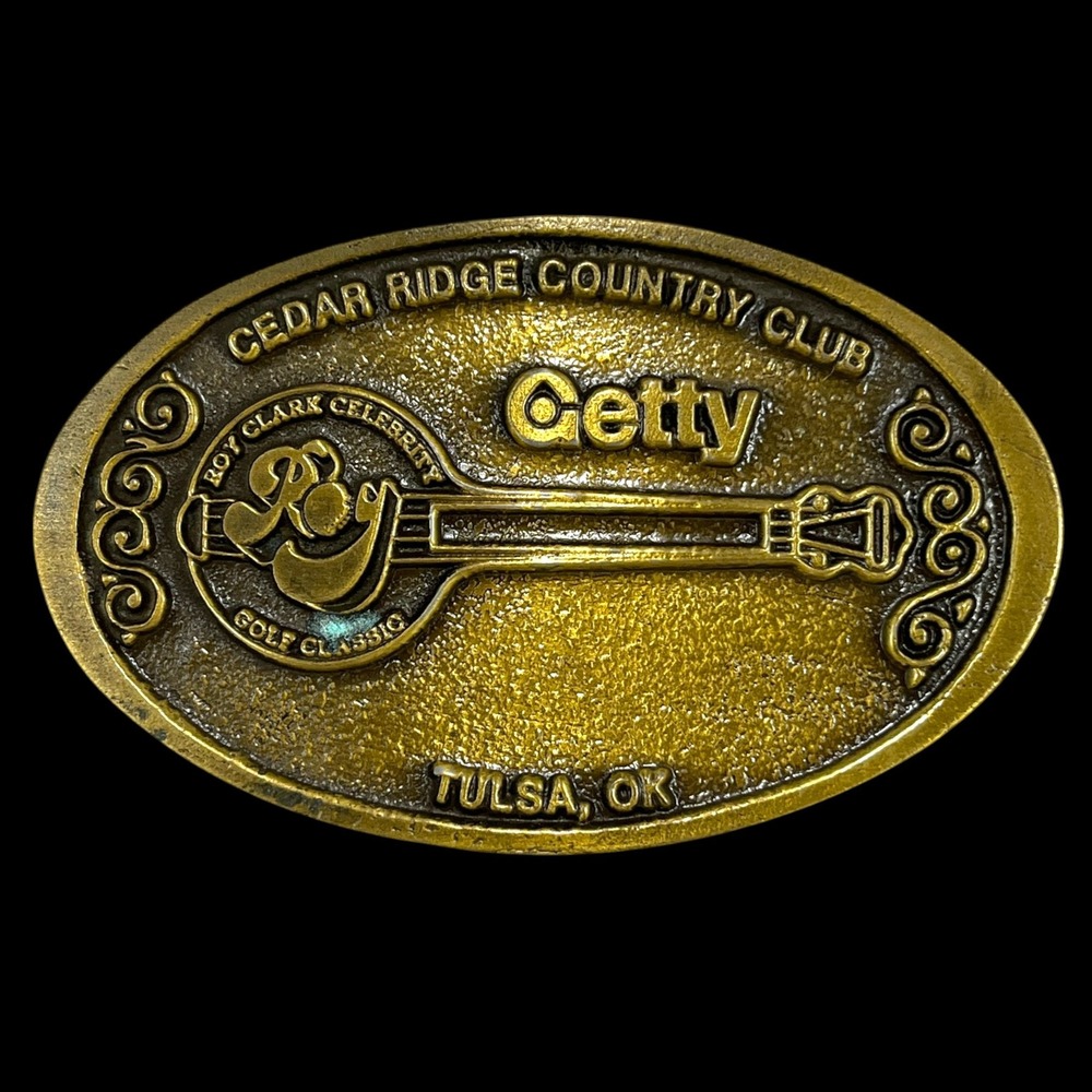 Belt Buckle Vintage B&H Roy Clark Celebrity Golf Classic Cedar Ridge Getty Brass